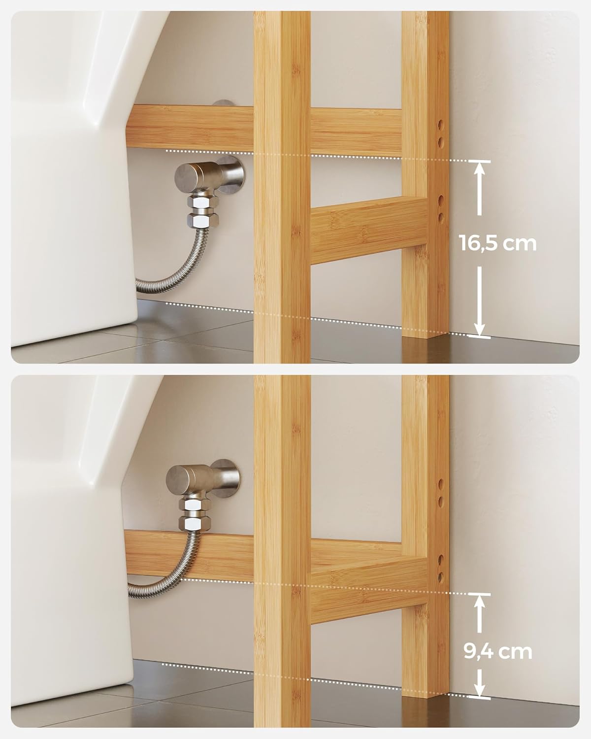 SONGMICS - étagère WC 3 niveaux - rangement ajustable compact - BTS001N01