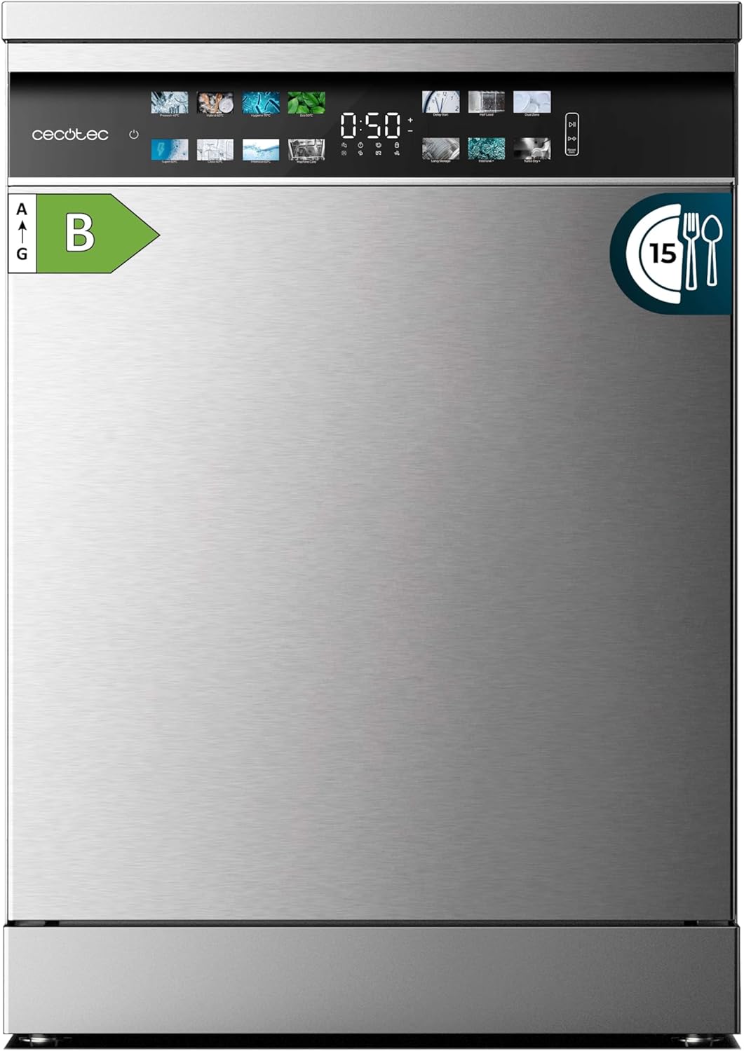 Cecotec - Bolero Aguazero 6700 - 60cm - inox, 15 couverts, classe B, moteur Inverter Plus, Turbo Dry+, 6700