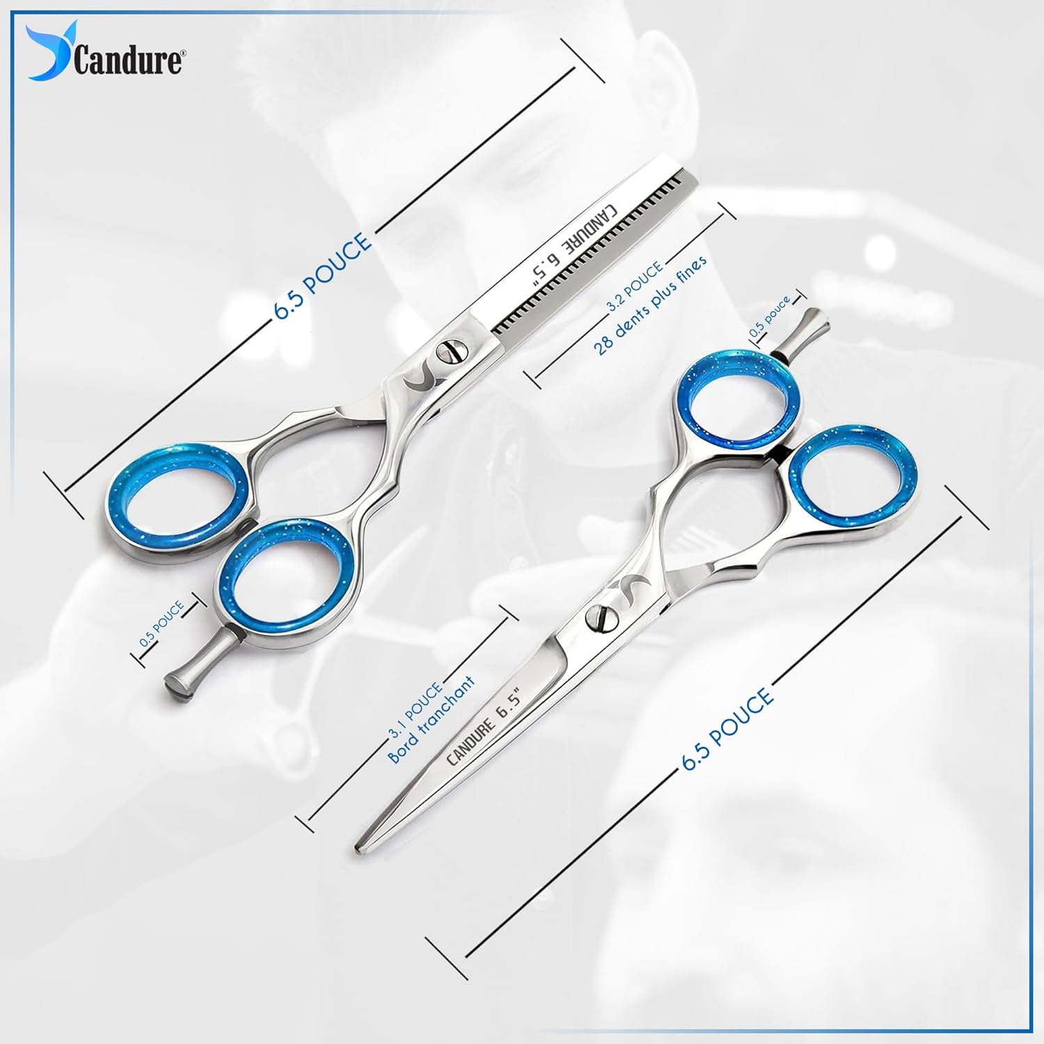 Candure - Set ciseaux coiffure pro 6,5