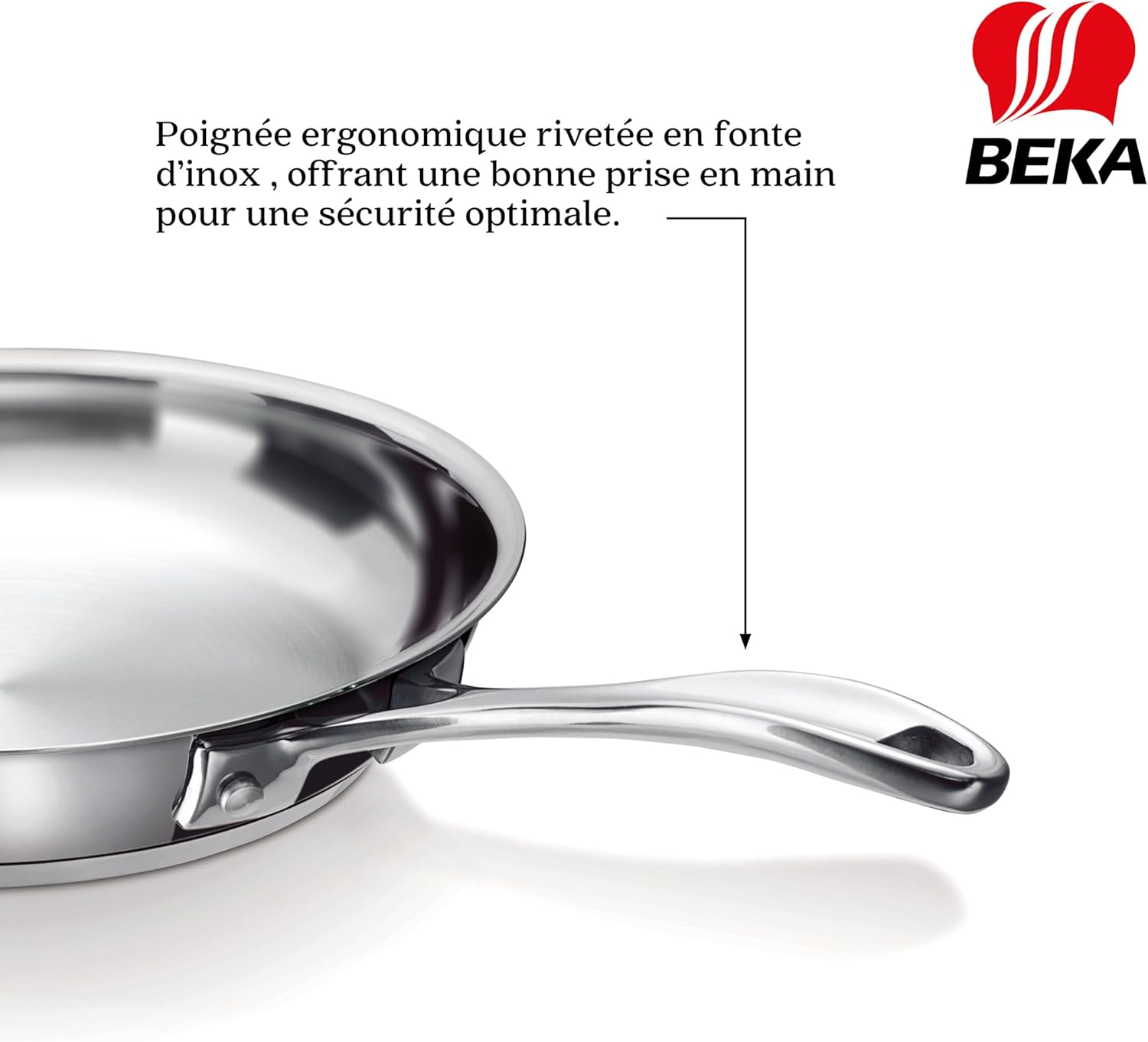 Beka - Poêle Chef inoxydable 28cm, poignée ergonomique - 12068394
