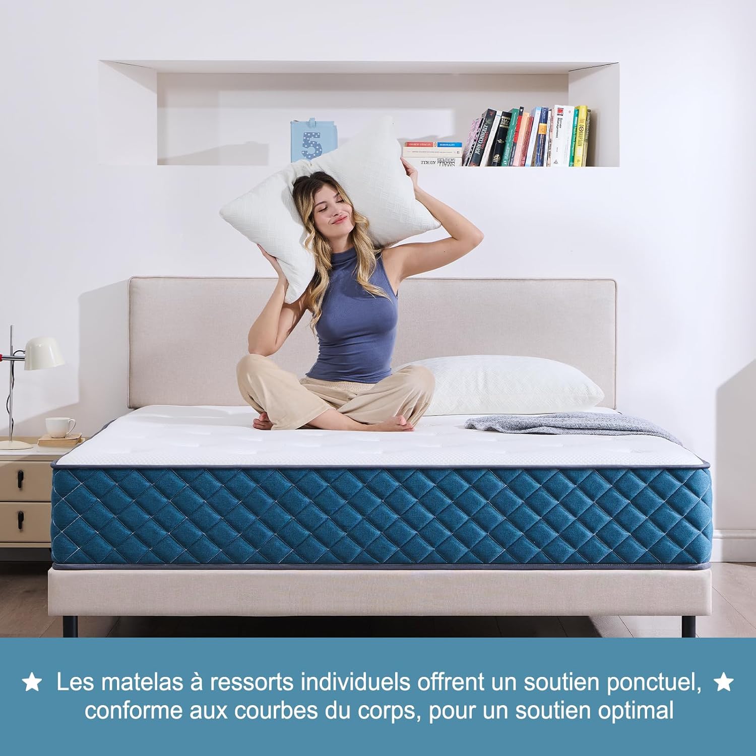 Matelas - 120x190x25 cm - ressorts ensachés, mémoire de forme, soutien idéal