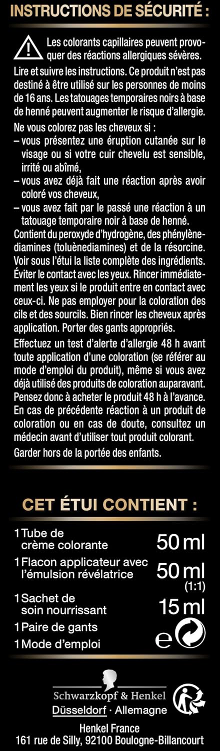 Schwarzkopf - Palette coloration permanente - soin couvrant, tenue 8 sem. - 655