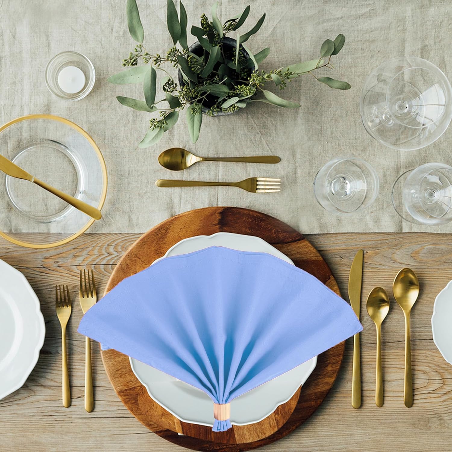 Sweet Needle - Lot de 12 serviettes 45x45 cm coton épais, coins arrondis