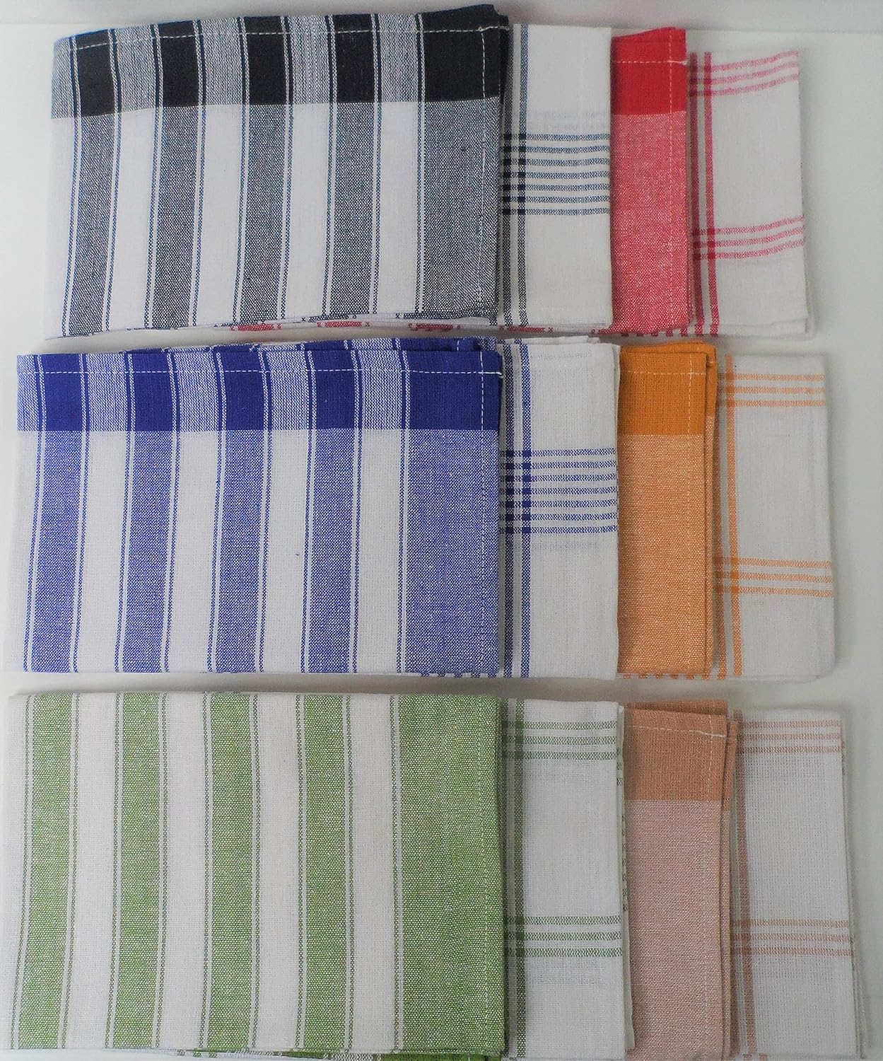 Home Linge Passion - lot de 12 torchons coton 50x70cm multicolores absorbants