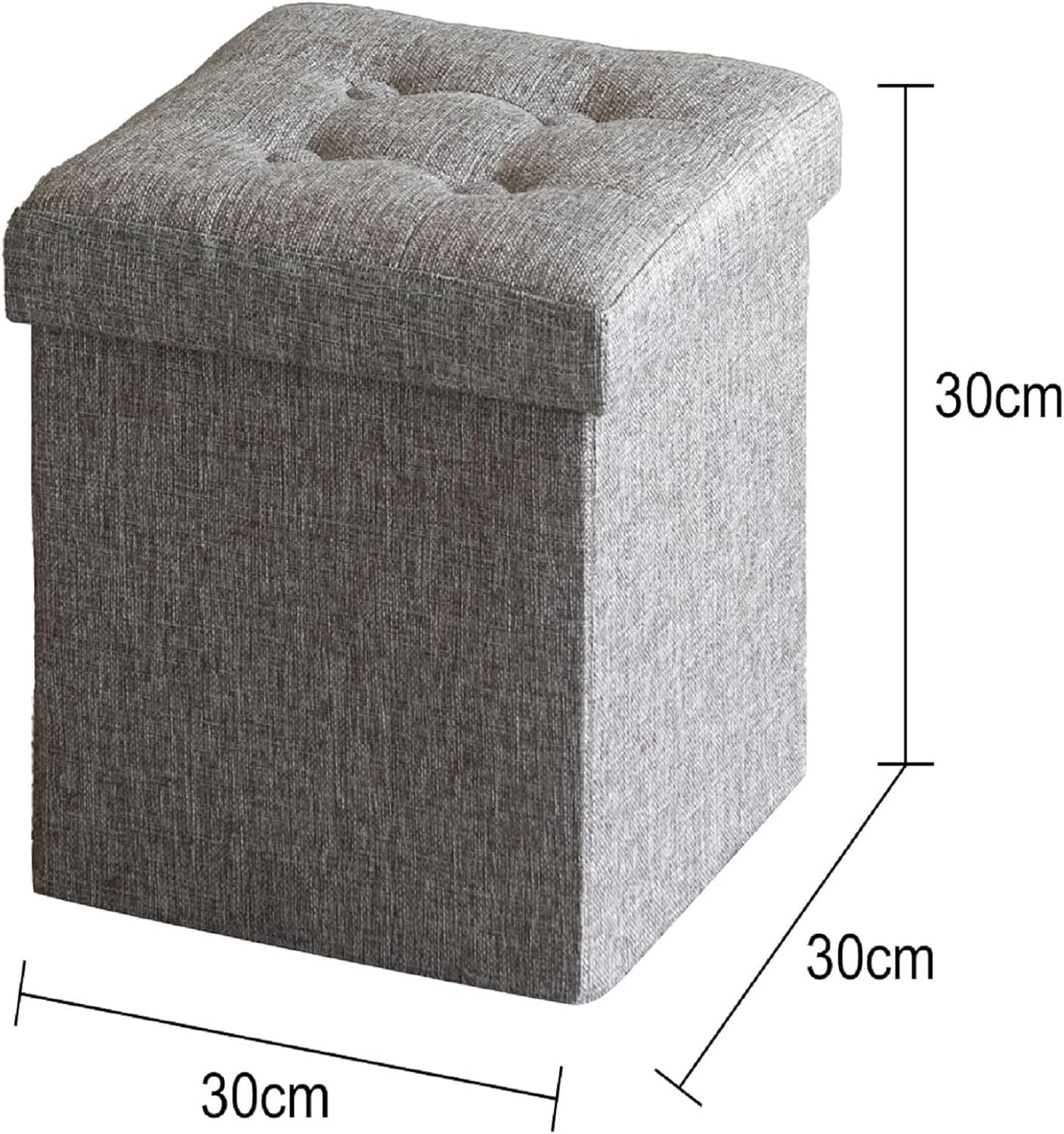 Oak & Tea - pouf coffre pliant 30x30x30cm, rangement, couvercle amovible