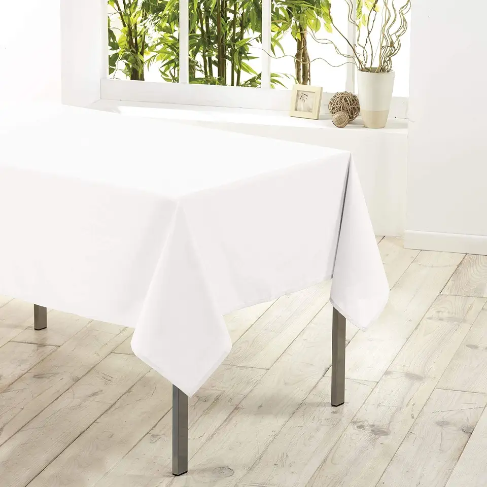 Nappe rectangulaire - uni polyester blanc - 140x250 cm - entretien facile