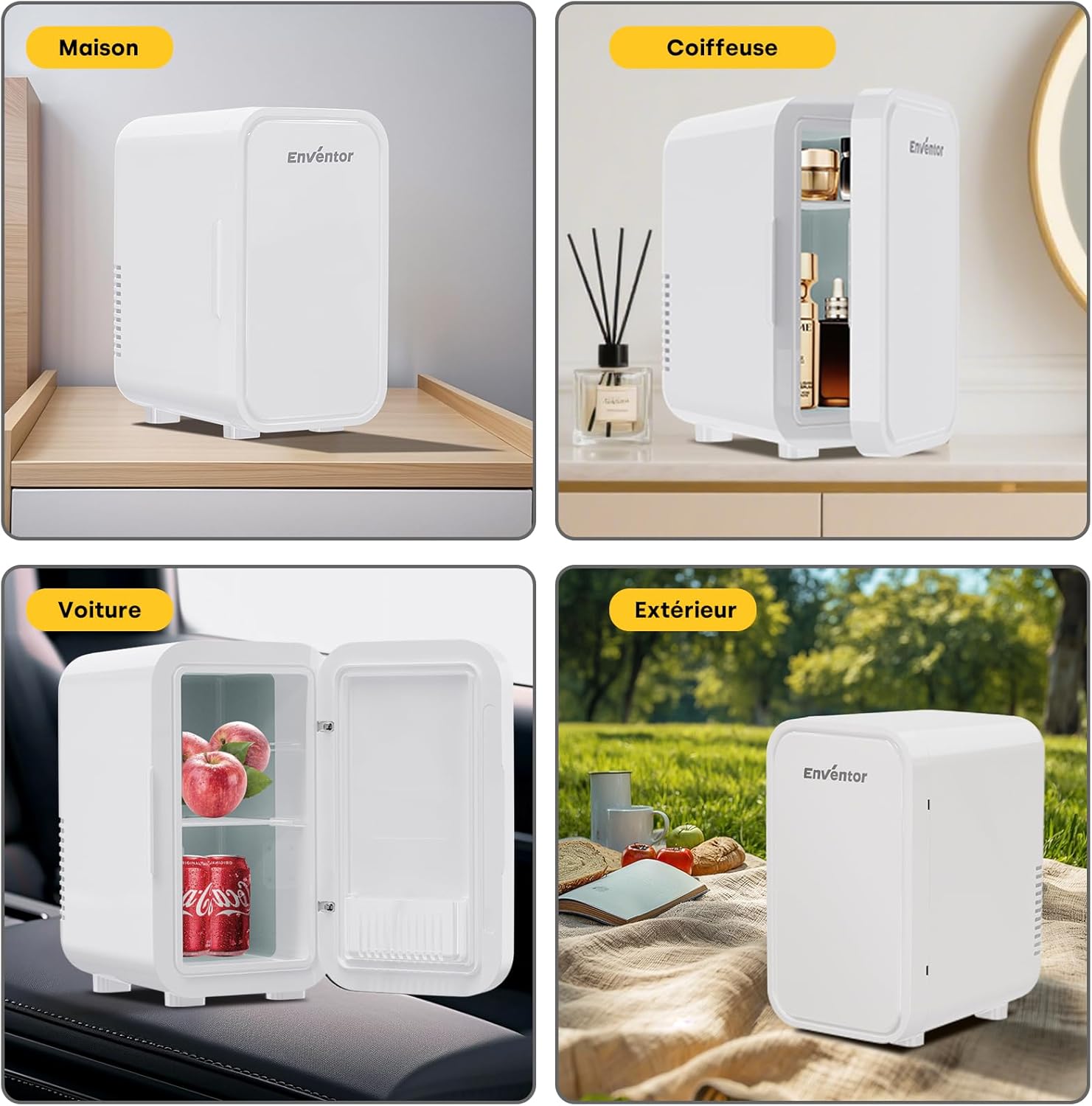 Enventor - Mini Frigo série compacte - 6L - AC/12V, chaud/froid, portable