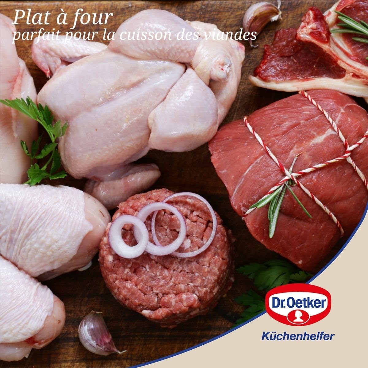 Dr. Oetker - Plat à gratin avec couvercle - 42x34x13 cm - Acier émaillé