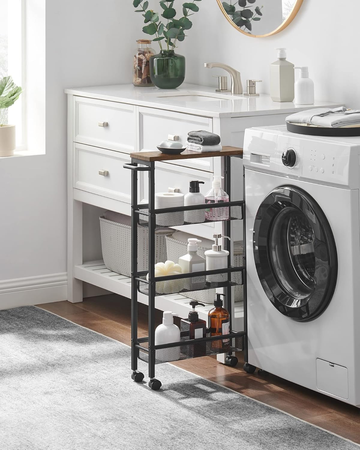 VASAGLE - desserte 4 niveaux - 13x45,4x77cm - acier, roulettes, compact - LRC032B01V1