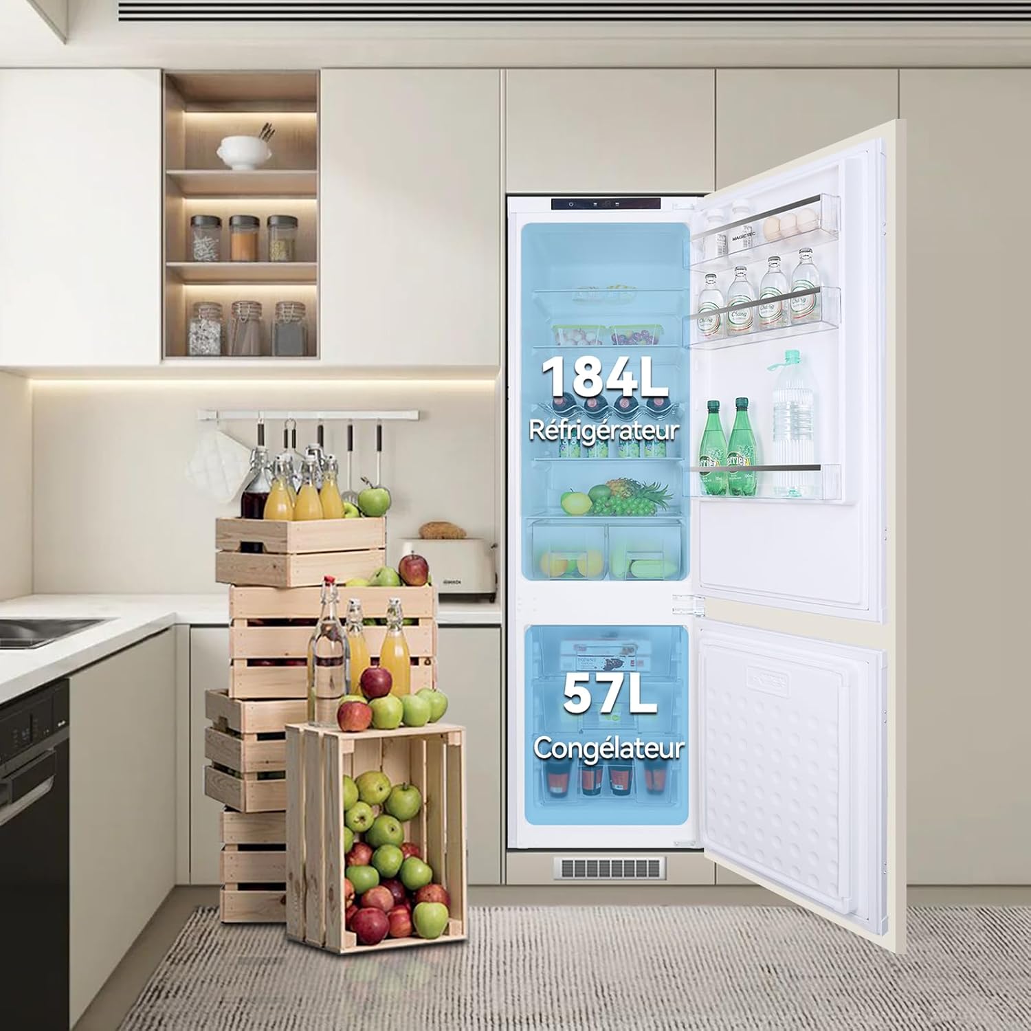 Réfrigérateur-congélateur encastrable - 177 cm - No Frost Plus, 248L, portes réversibles