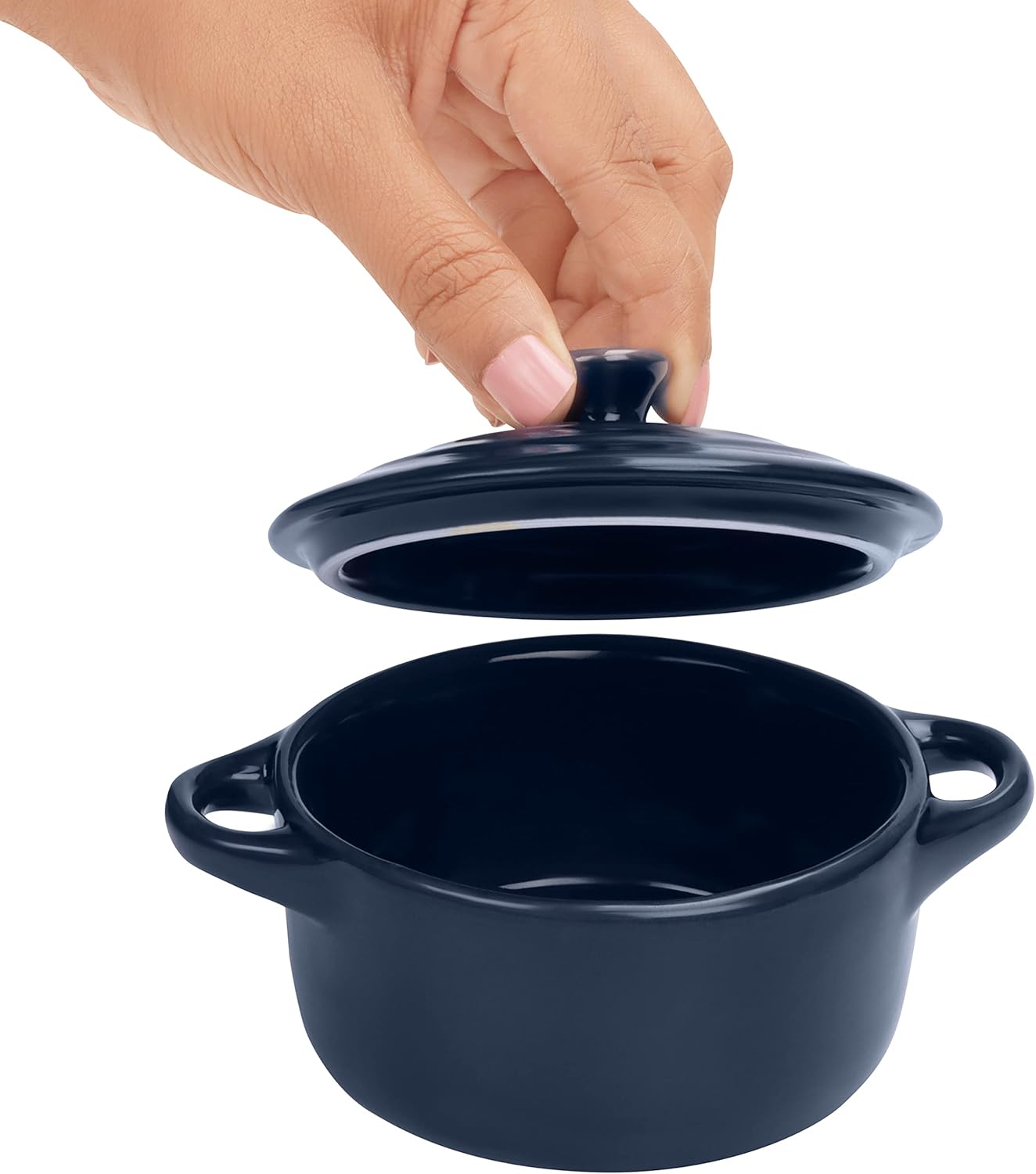 Belle Vous - Mini cocottes céramique 170ml - lot 4, couvercles, poignées