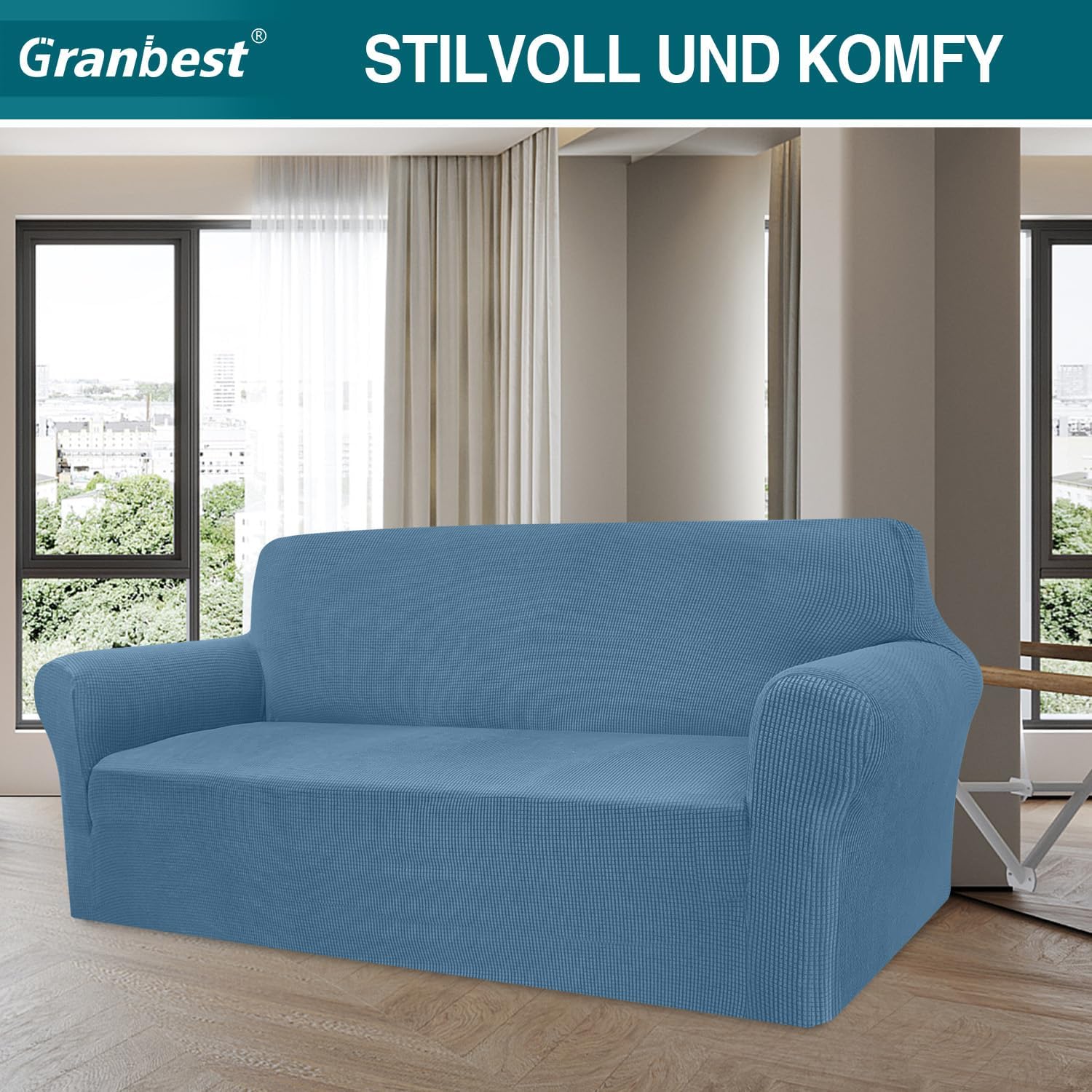 Granbest - housse de canapé moderne, 3 places, jacquard élastique, protection animaux