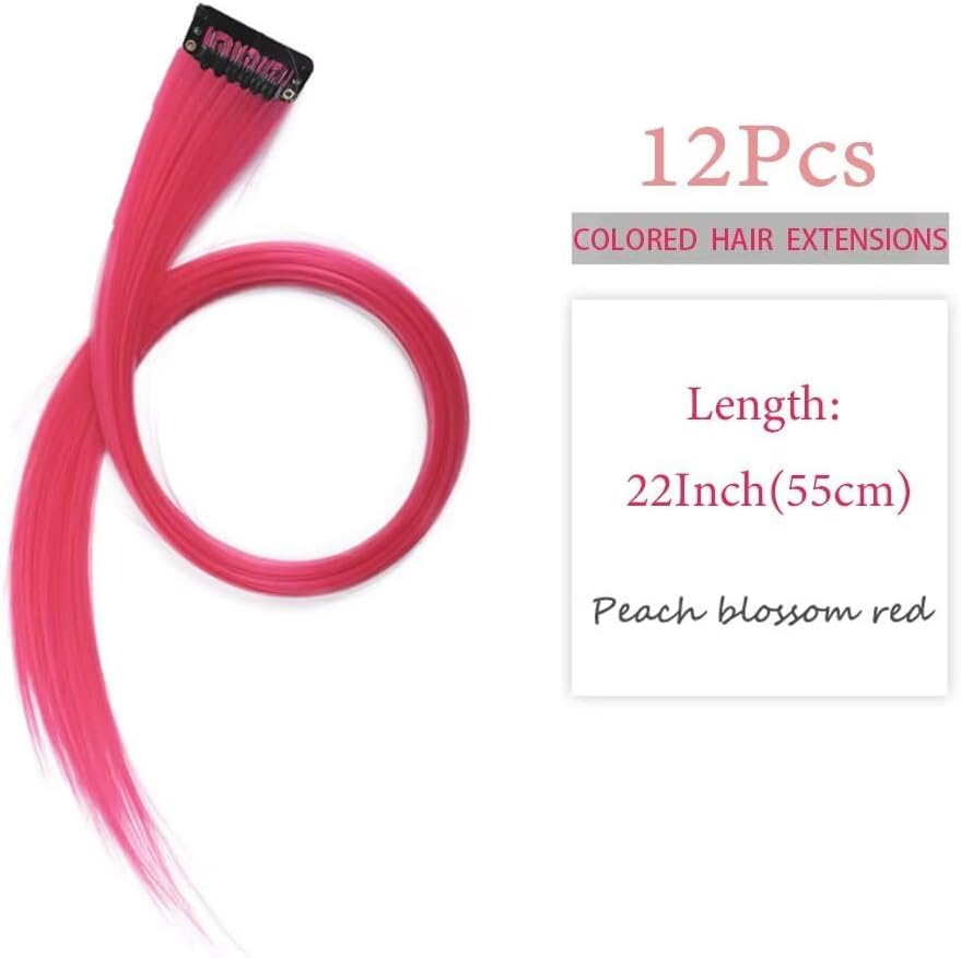 Extensions cheveux - mèches rose pêche - 55 cm - pack de 12, tressage