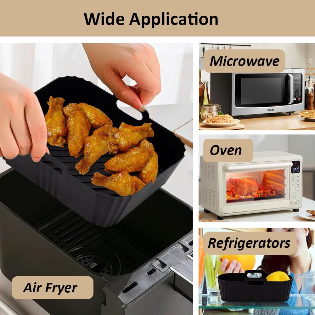 Moule silicone air fryer - compatible Moulinex/Philips/Lakeland - 5,2/3,1L - lot de 2, réutilisable, EZ901820