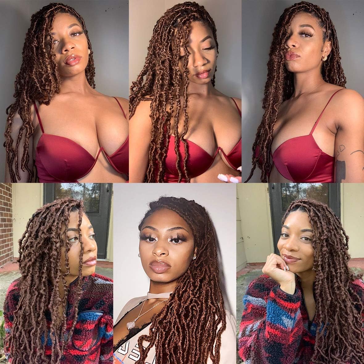 Xtrend - extensions Nu Locs naturelles, 45,7 cm, brun foncé, 12 mèches