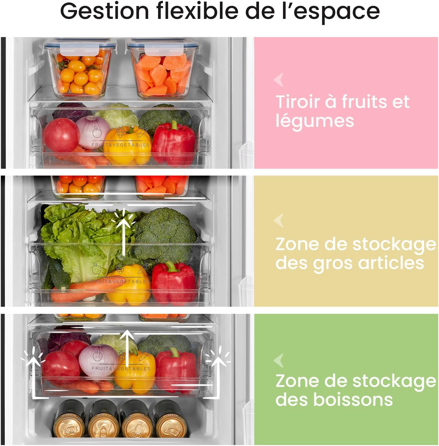 Comfee' - réfrigérateur congélateur - 150 cm - 115L/59L, Low Frost, LED, noir - RCB169DK2(E)