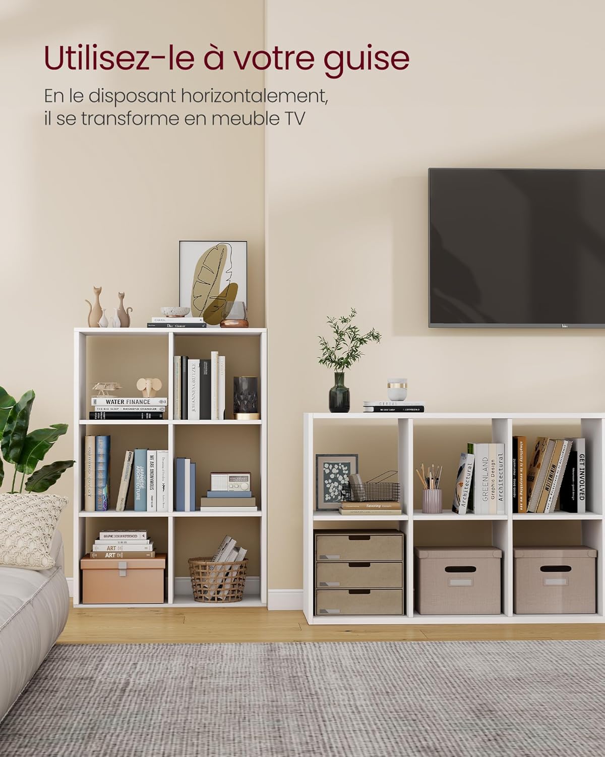 VASAGLE - Custos Collection étagère 3 niveaux, blanc, 30x98x66,4cm LBC406WB01