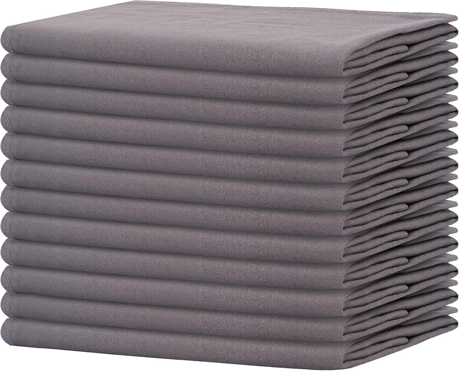 Sweet Needle - Serviettes de table coton 45x45 cm, lot de 12, tissu épais, coins arrondis, Charbon