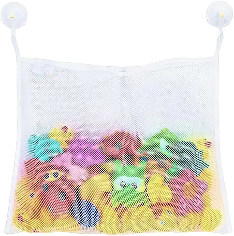 Filet de rangement jouets bain - animaux marins - 2 ventouses, poche lavable