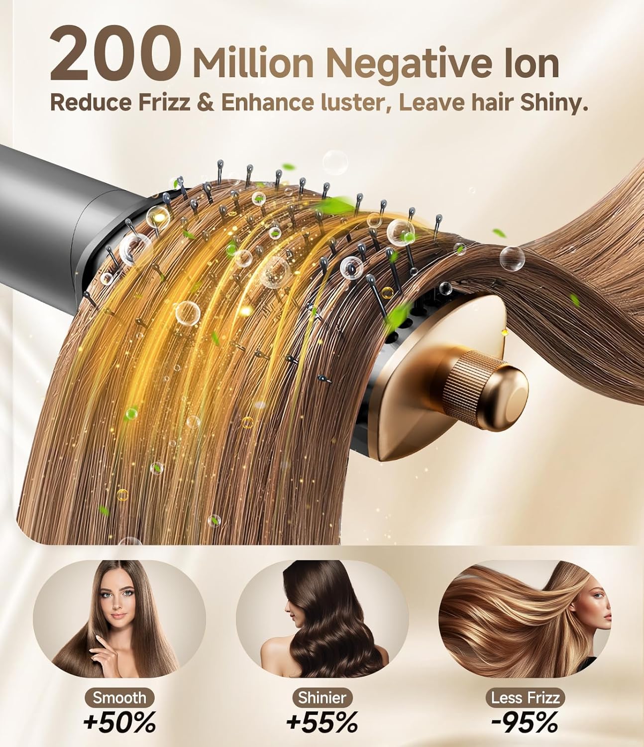 Brosse soufflante 8 en 1 - air styler flexible - brushing, ondulations, volume, lissage - accessoire coiffure polyvalent