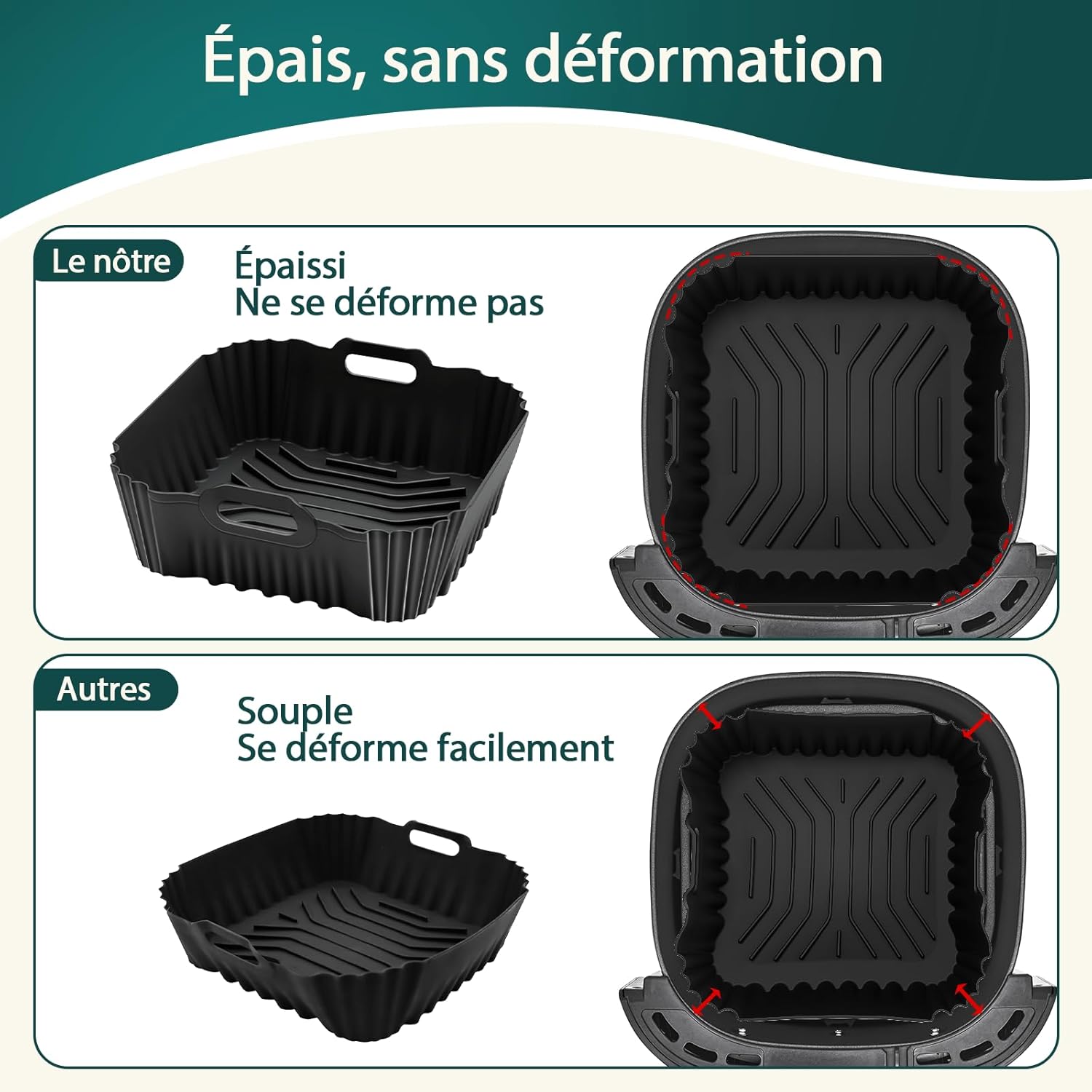 Moule silicone air fryer - série 2000 - 6.2L - lot de 3 réutilisables - NA230