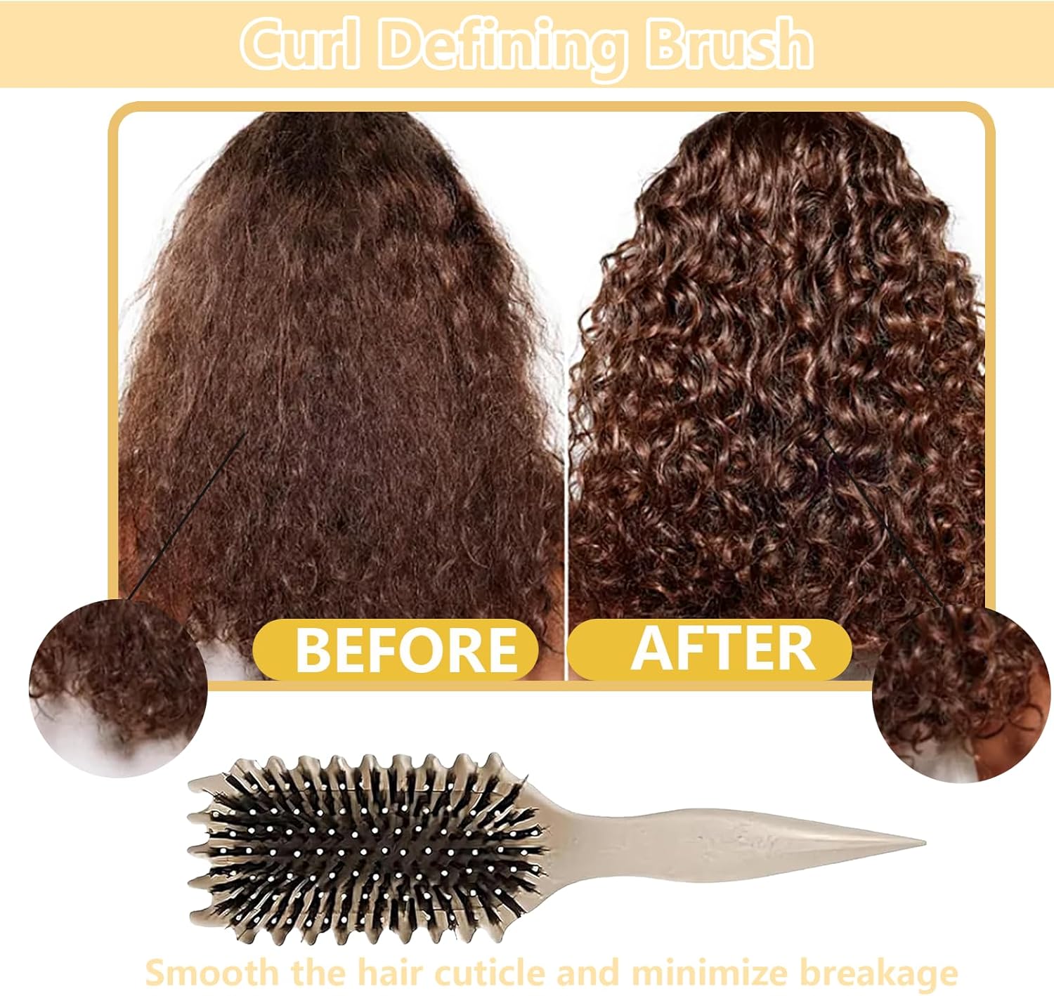 Brosse coiffante - boucles définies - 24cm - modèle beige, anti-frisottis