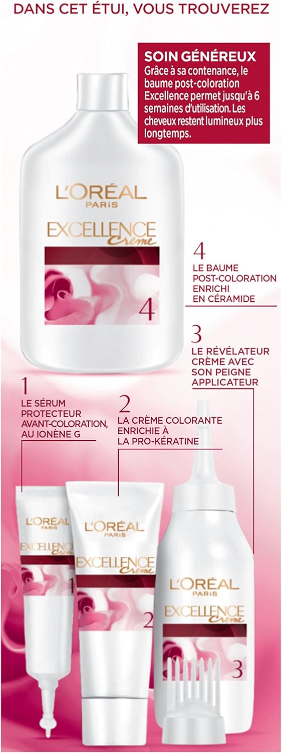 L'Oréal Paris - Excellence Crème - coloration permanente soin, lot de 2, 100% couverture cheveux blancs