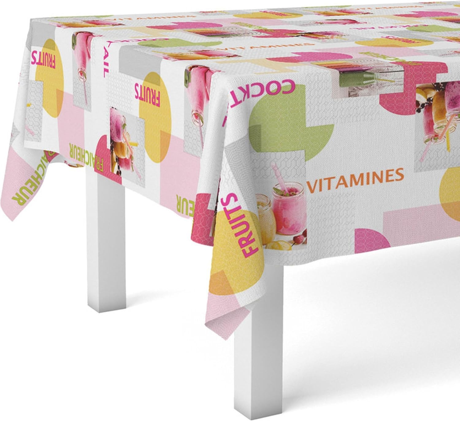 Nappe en toile cirée - rectangulaire Cocktail Multicolore 180x140 cm - anti-taches, imperméable, facile d'entretien