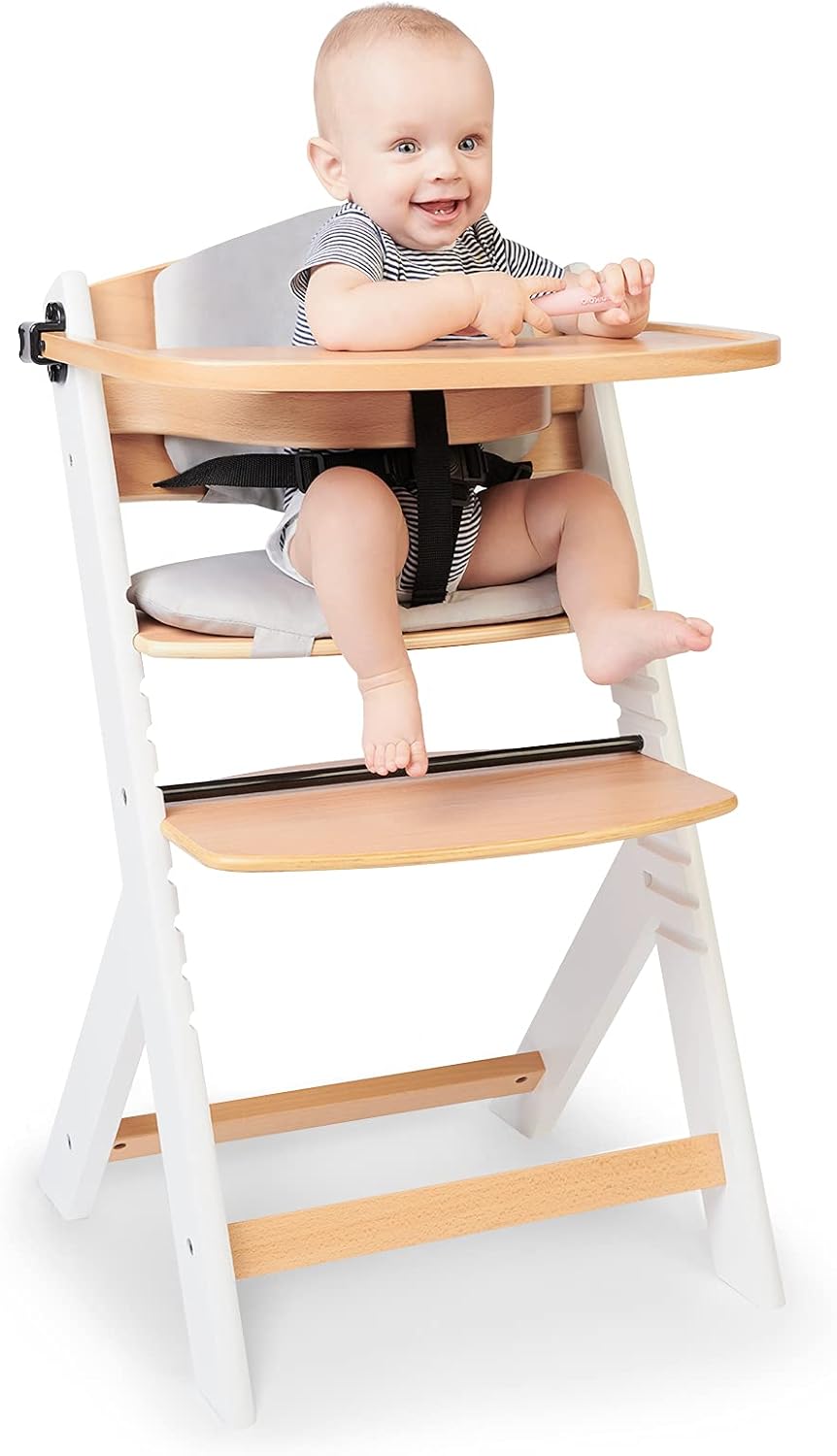 Kinderkraft - ENOCK - coussin chaise haute bébé doux, facile à nettoyer, gris