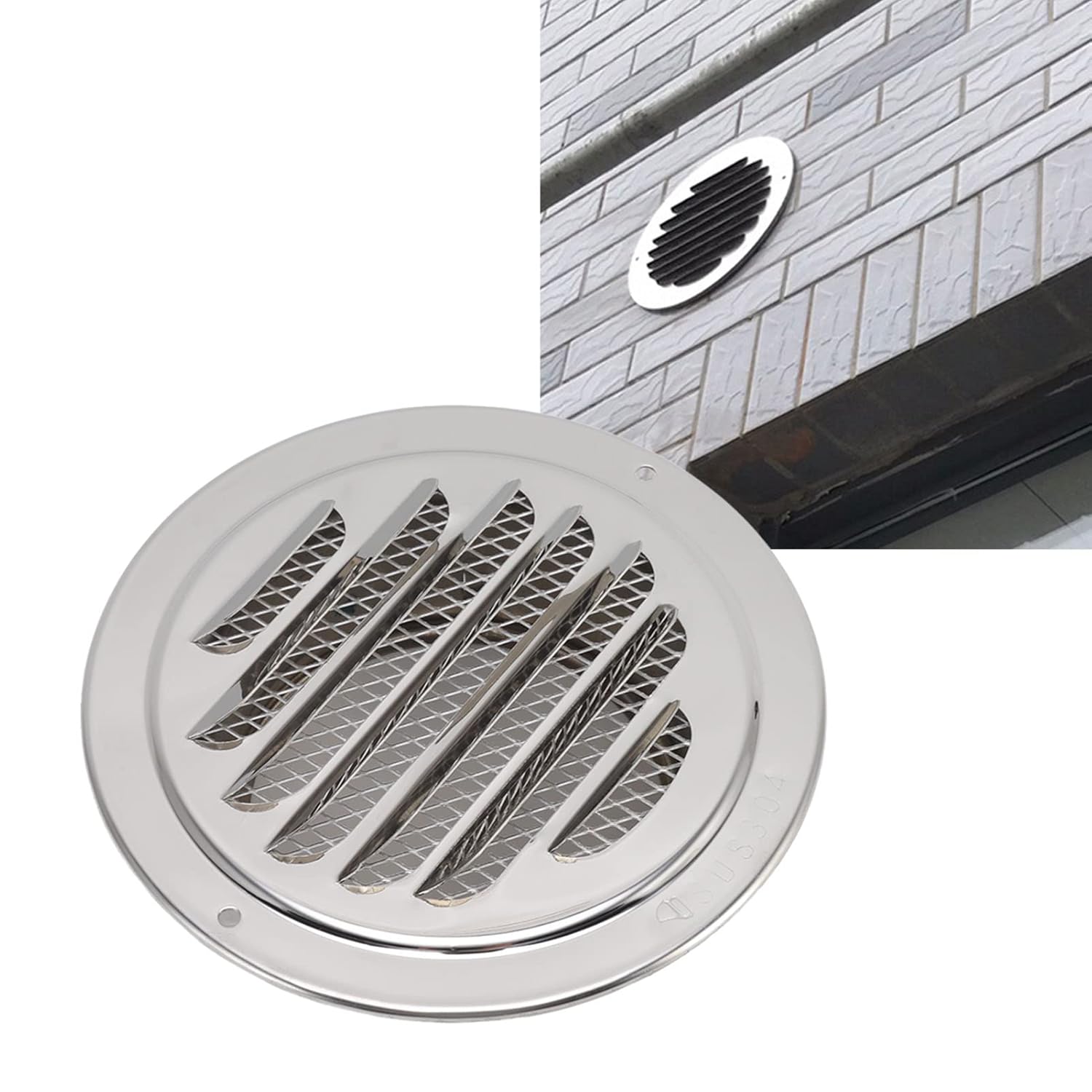 Grille de ventilation ronde inox 160mm, anti-corrosion, montage facile