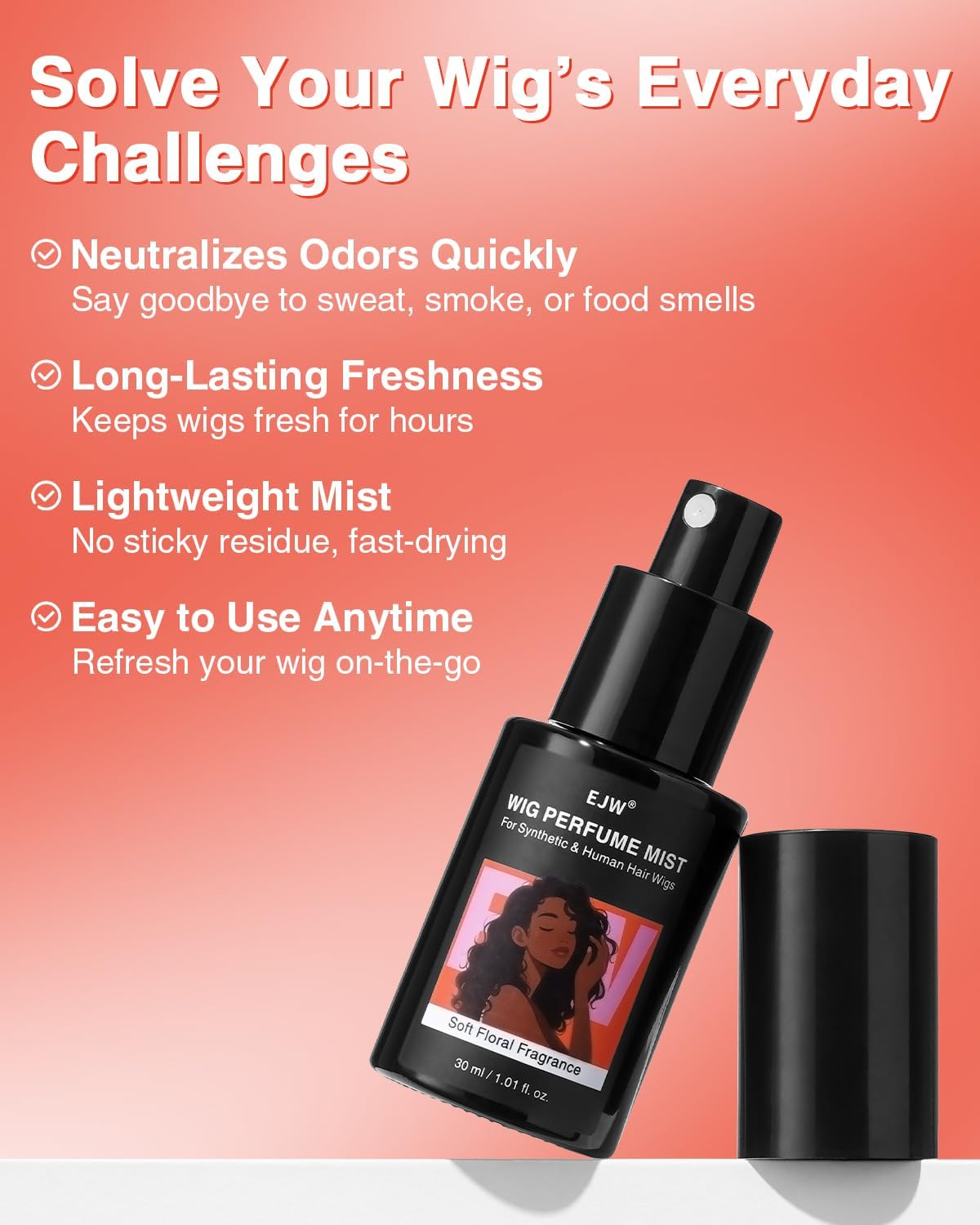 EJW - Spray rafraîchissant perruques - 30 ml - anti-odeur, brillance