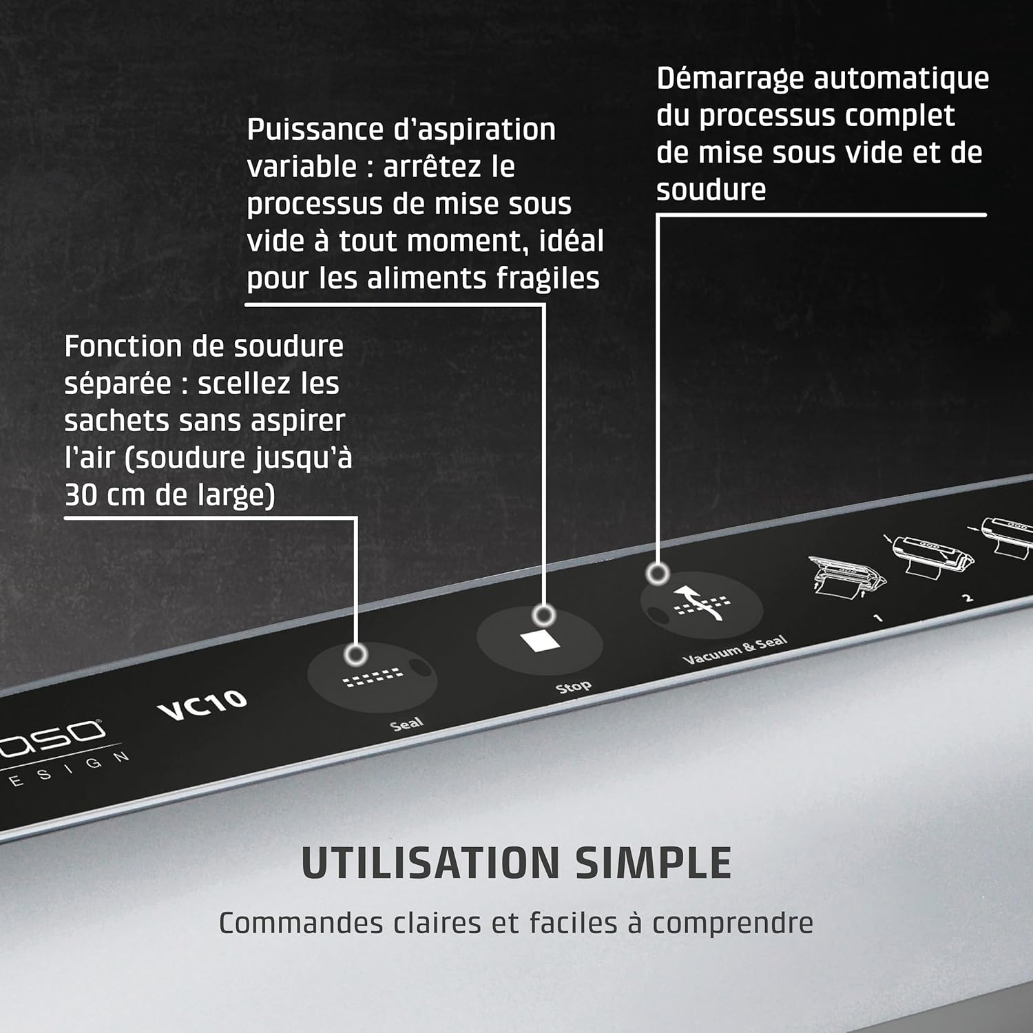 CASO - VC 10 - 30 cm - mise sous vide, argenté, longue conservation