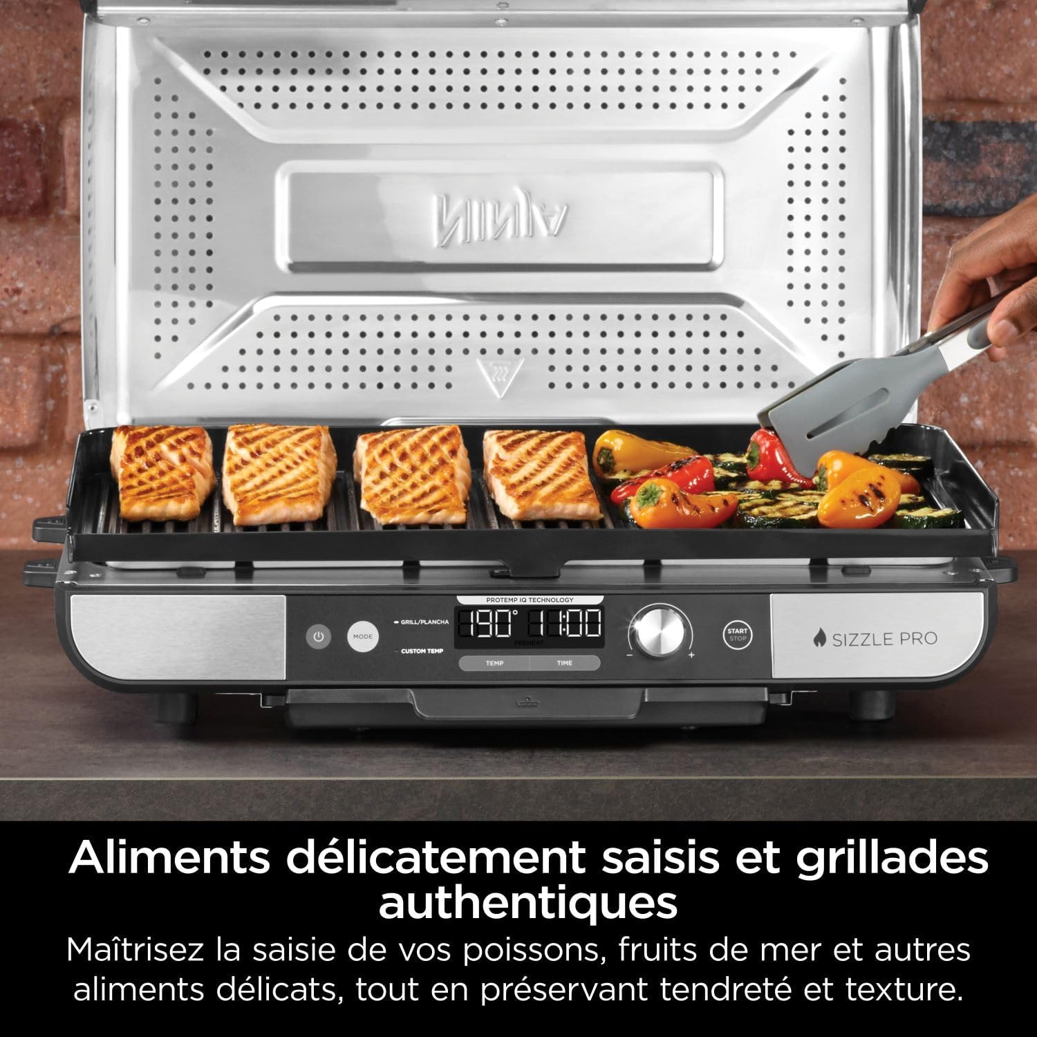 Ninja - Sizzle Pro XL - grill électrique multifonction, intérieur, plancha céramique, accessoires inclus - GX101EU