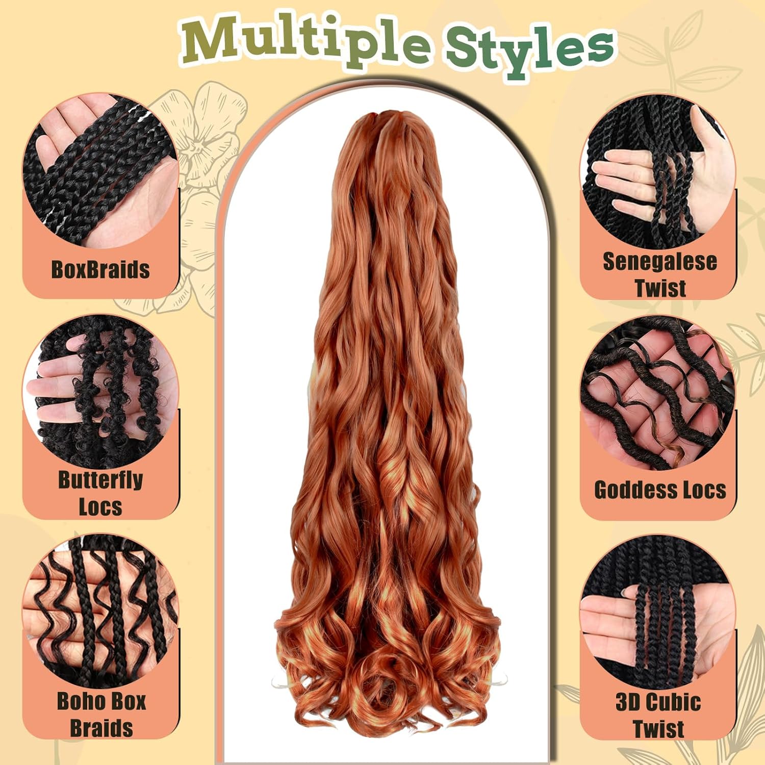 Enbeautiful - French Curl - 24 pouces - 8 paquets, mèches ondulées, pré-étirées