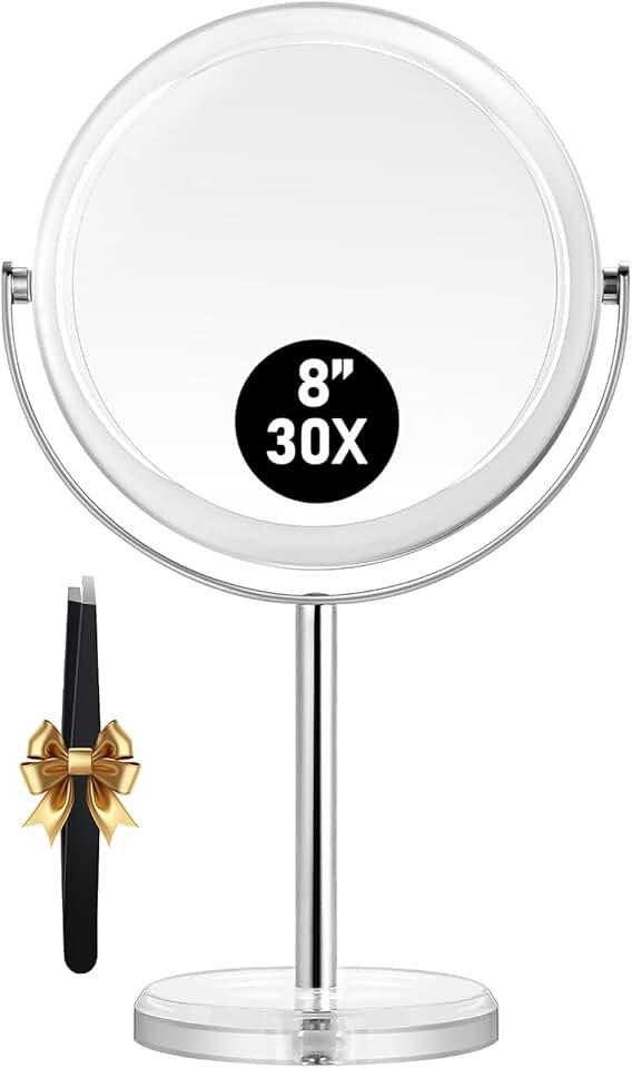 Miroir grossissant sur pied - double face 30x/1x - idéal chambre salle de bain