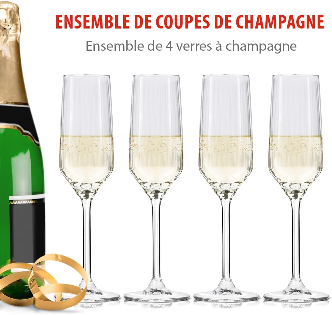alpina - Verres à champagne, lot de 4, 170ml, lavables lav-vaisselle