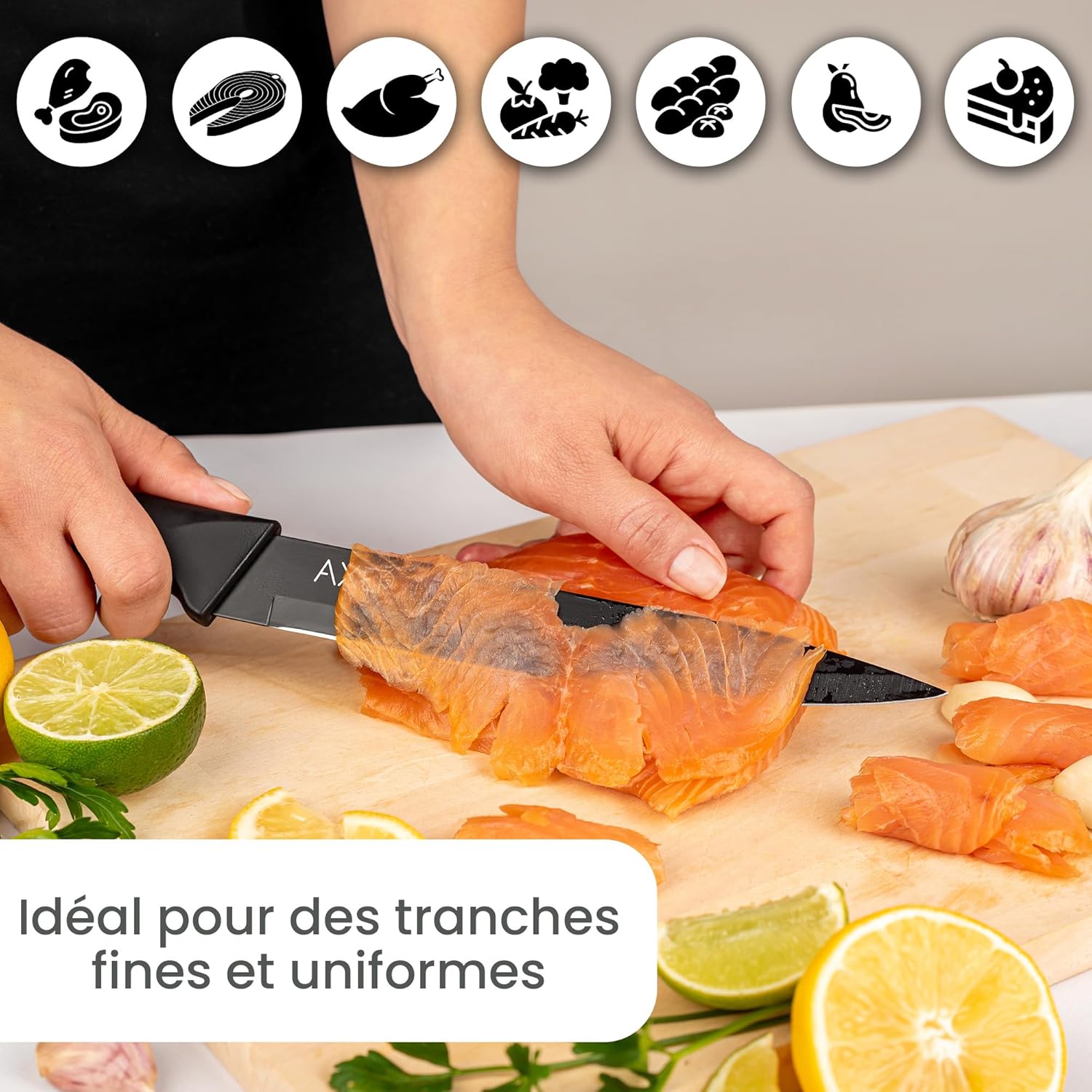 Axer - couteau de cuisine professionnel 20 cm - étui et boîte