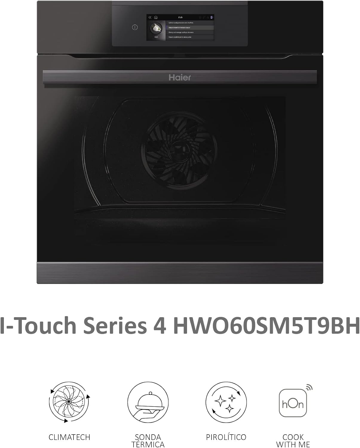 Haier - Four encastrable Series 4 70L, pyrolyse, Wi-Fi, A+ - HWO60SM5T9BH