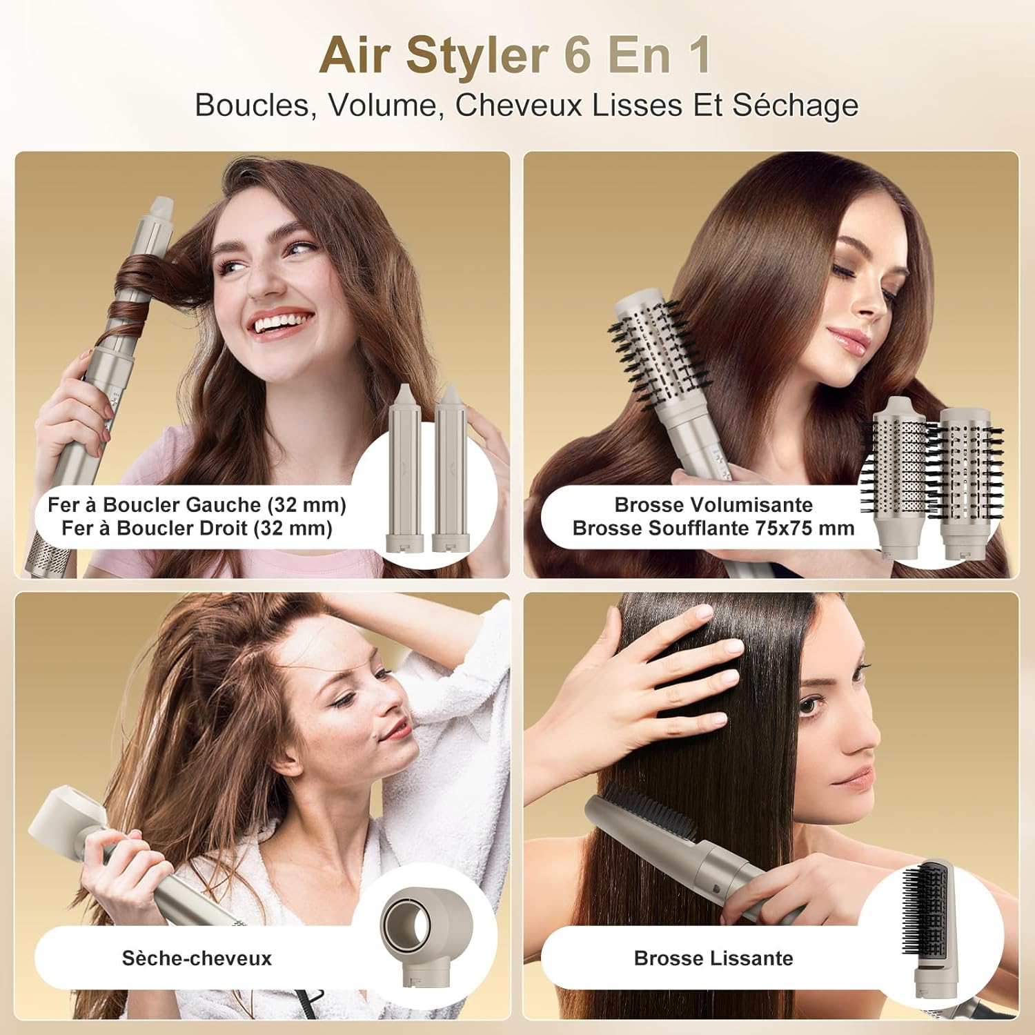 7MAGIC - Air Styler 6 en 1 - compact - sèche/ionique/boucle/lisse coiffage, 7MAGIC