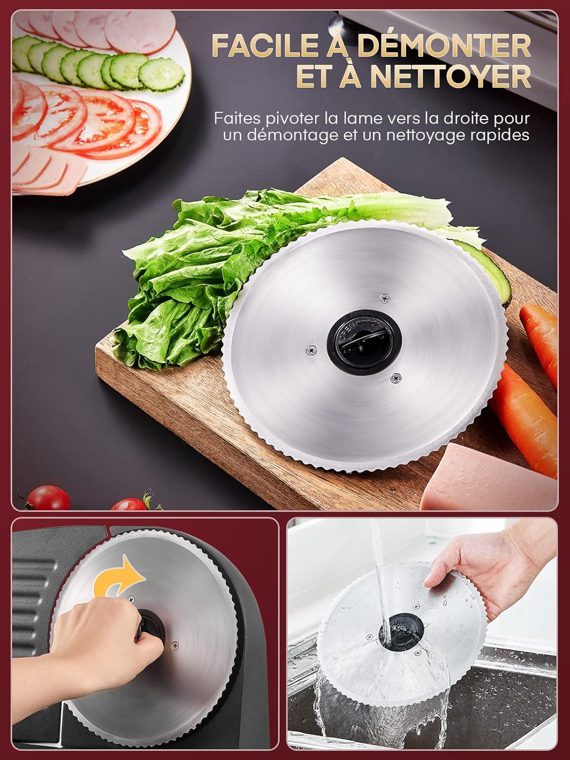 Trancheuse électrique - 200W - 19cm - 2 lames, épaisseur réglable