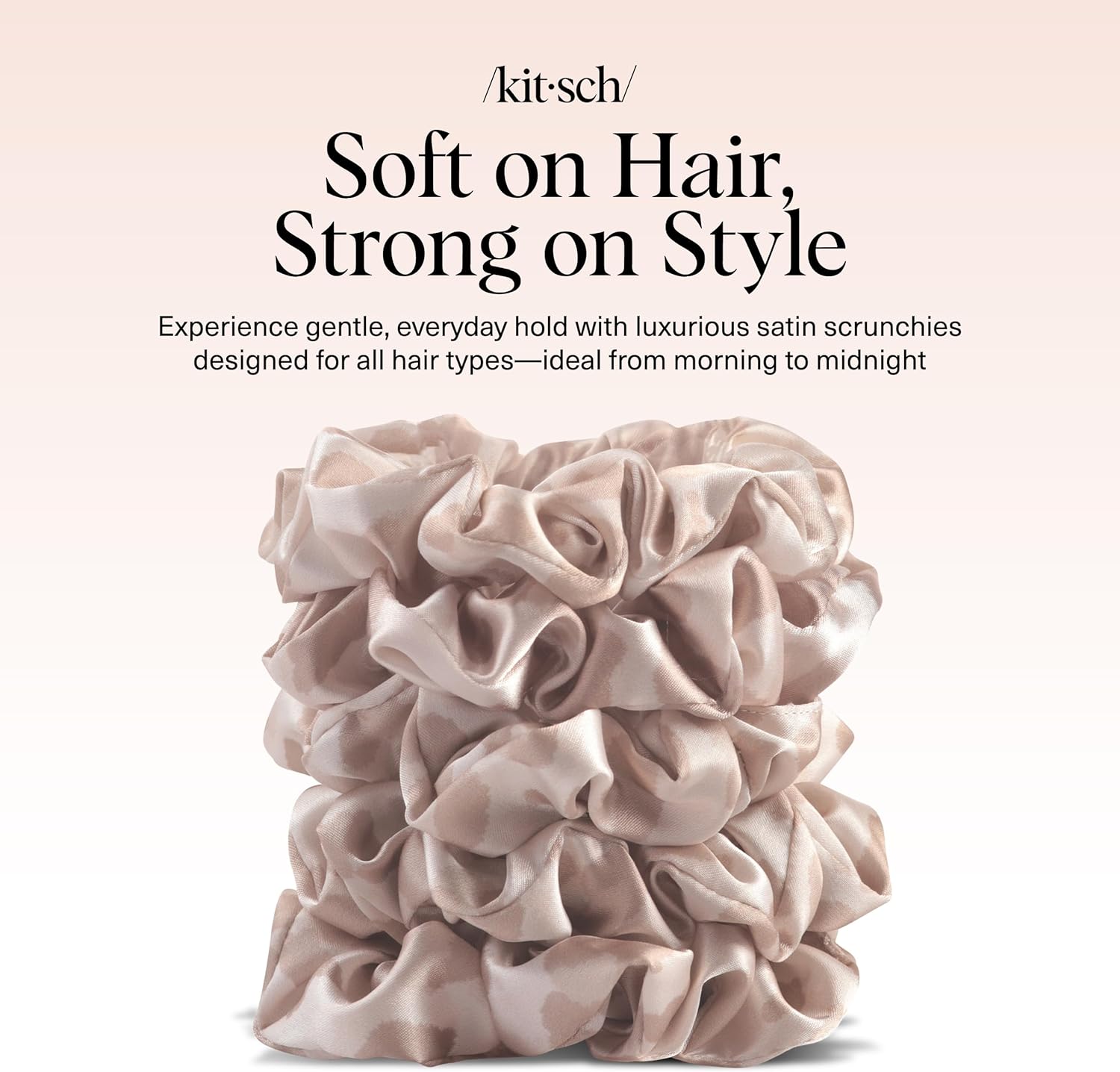 Chouchous satin imprimé léopard, sans plis, tous types de cheveux, 5 pcs