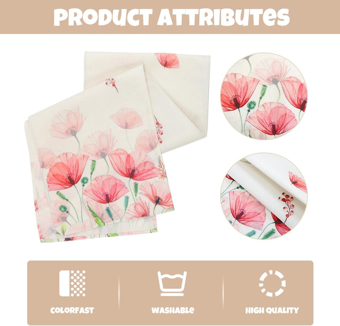 Chemin de table fleuri, lavable, 33x180 cm, pour cuisine et salon