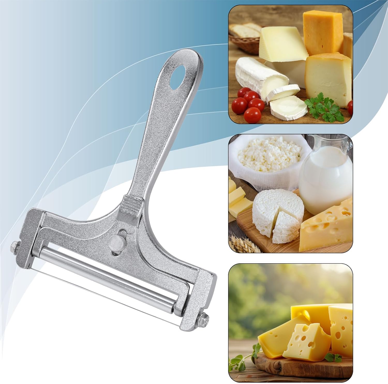 Gosknor - trancheuse à fromage inox - portable, 8 fils de rechange