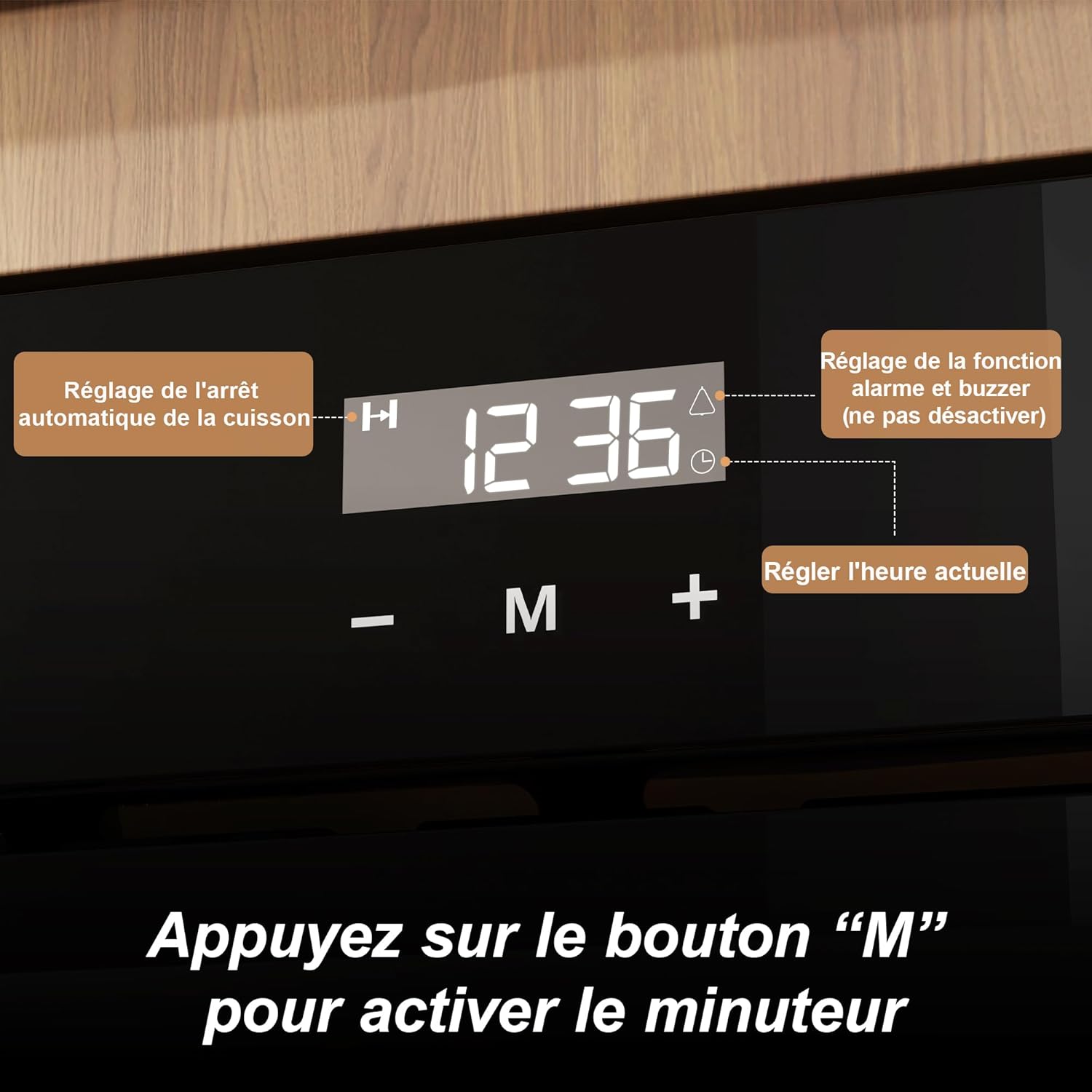 Four encastrable - 60 cm, 60L, 2800W, 9 fonctions, minuterie 10h