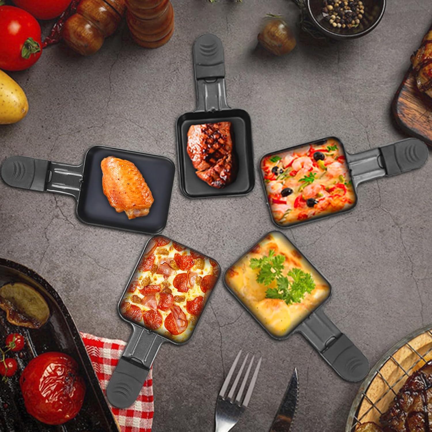 HengBO - poêlon carré 8pcs - 18x8.5x1.5cm - fonte antiadhésive