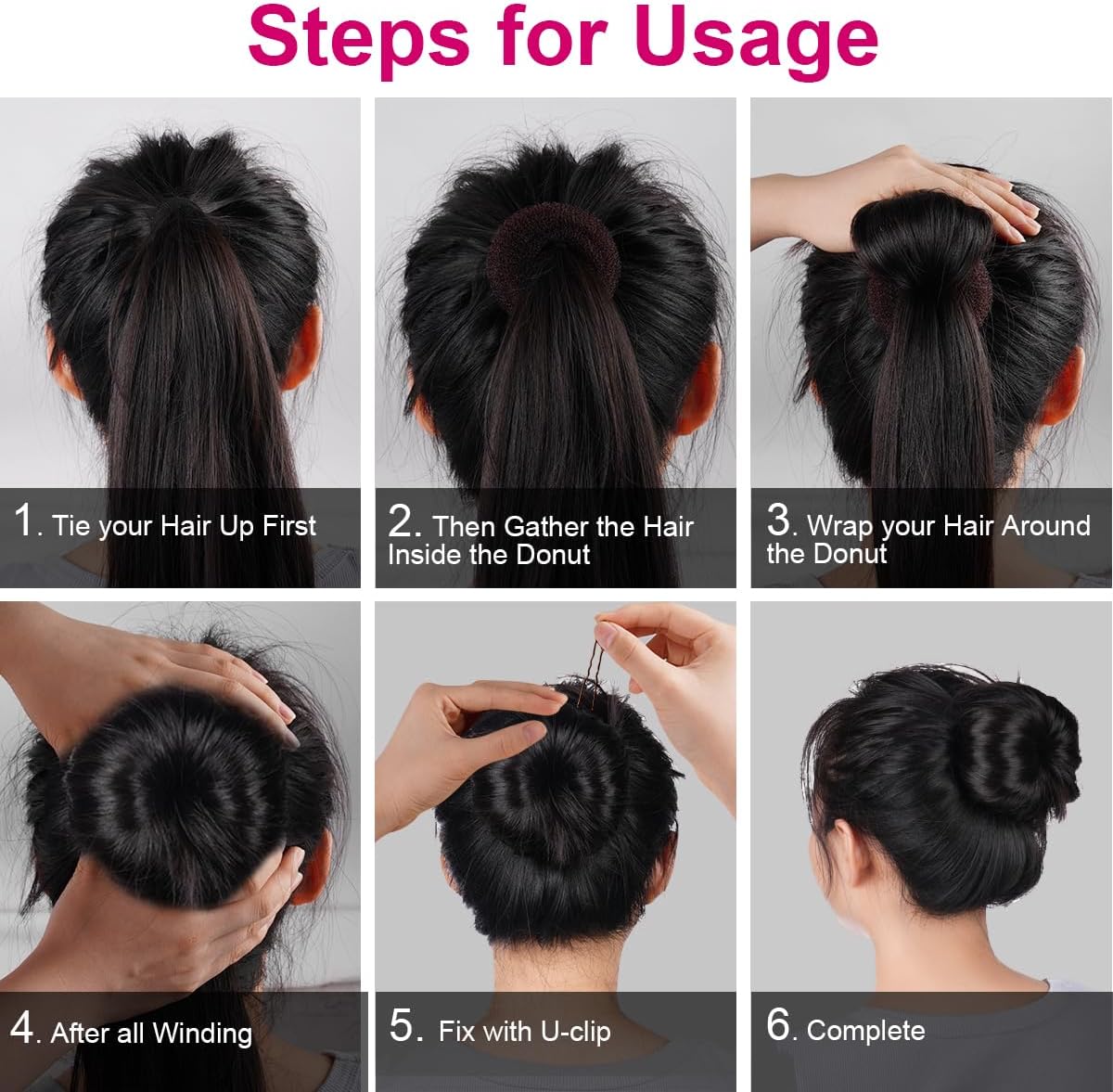 URAQT - Machine à pain donut - 4 pièces, 6/8 cm - chignon, 30 épingles