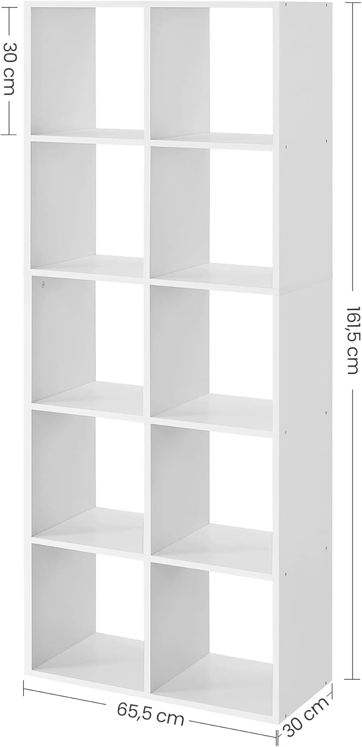 VASAGLE - bibliothèque cube scandinave - 10 cases, blanc, rangement LBC168T14