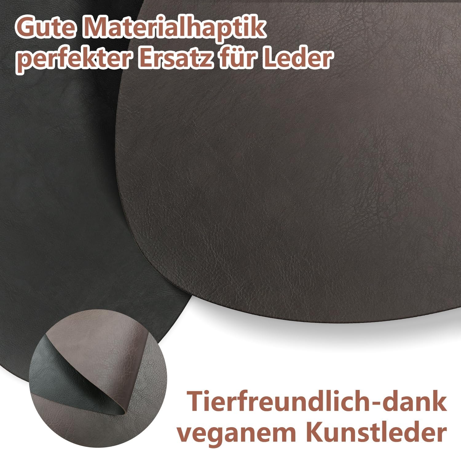 Set de table - lot de 6, cuir PU, ovale 41x33cm, lavable, antidérapant