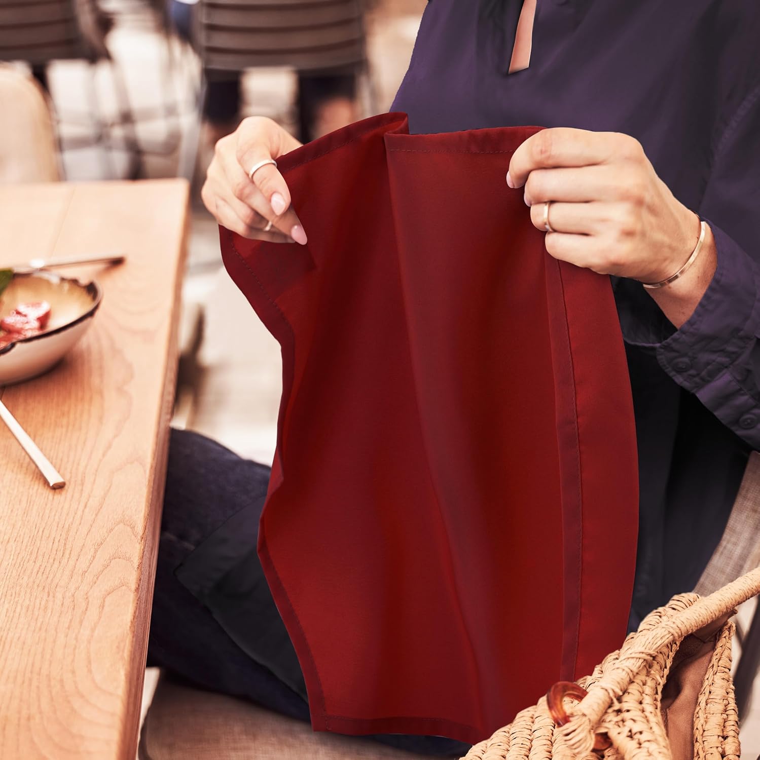 KICHLY - serviettes tissu réutilisables 43x43 cm - lot de 24, polyester rouge