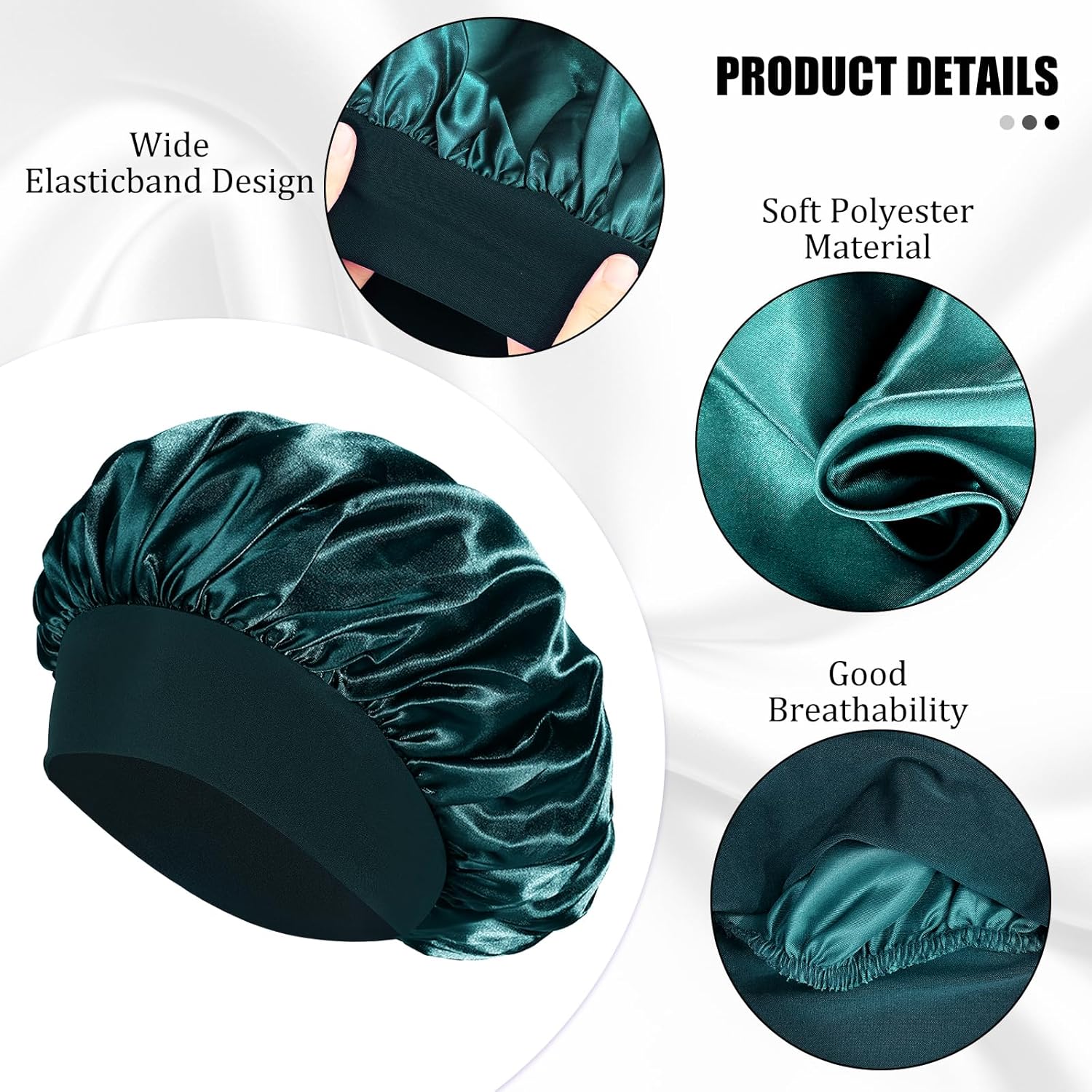 Bonnet de nuit satin - élastique, soin cheveux, doux, réglable